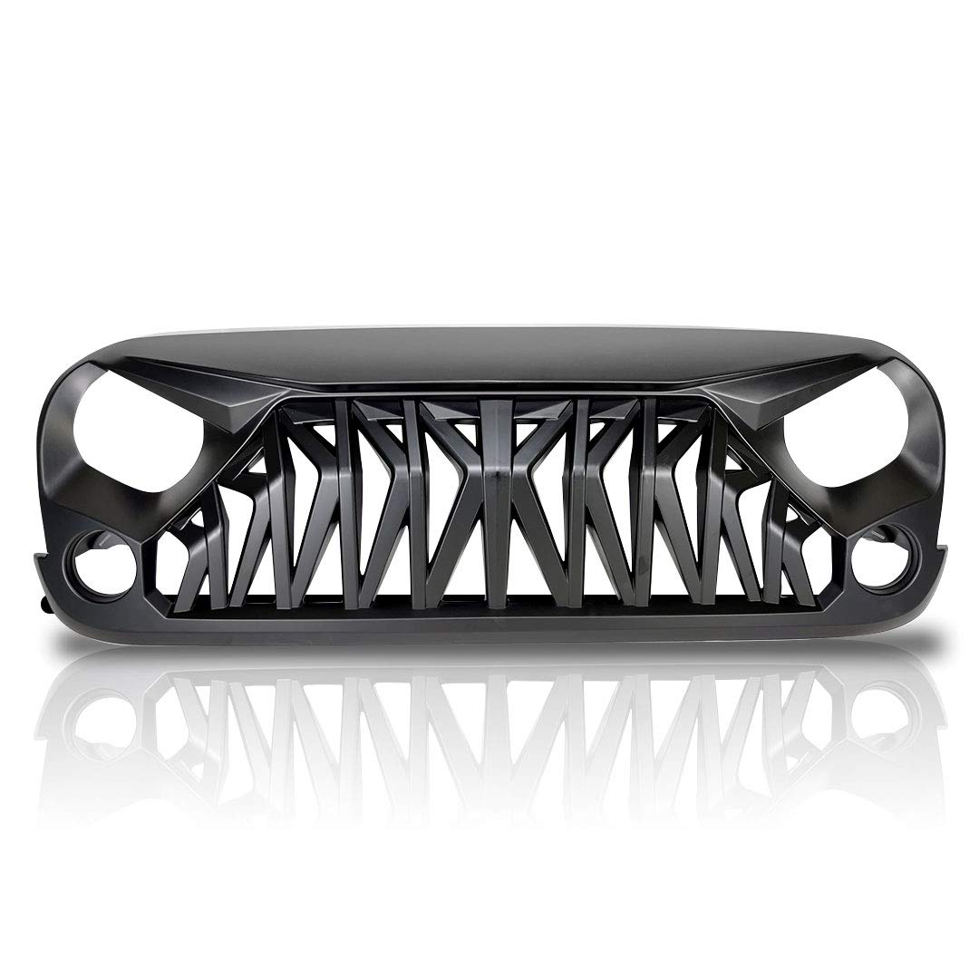 GENSSI ABS Custom Front Grill Replacement for Jeep Wrangler JK 2007-2018 Models - Durable Aftermarket Upgrade for Off-Road & Daily Driving