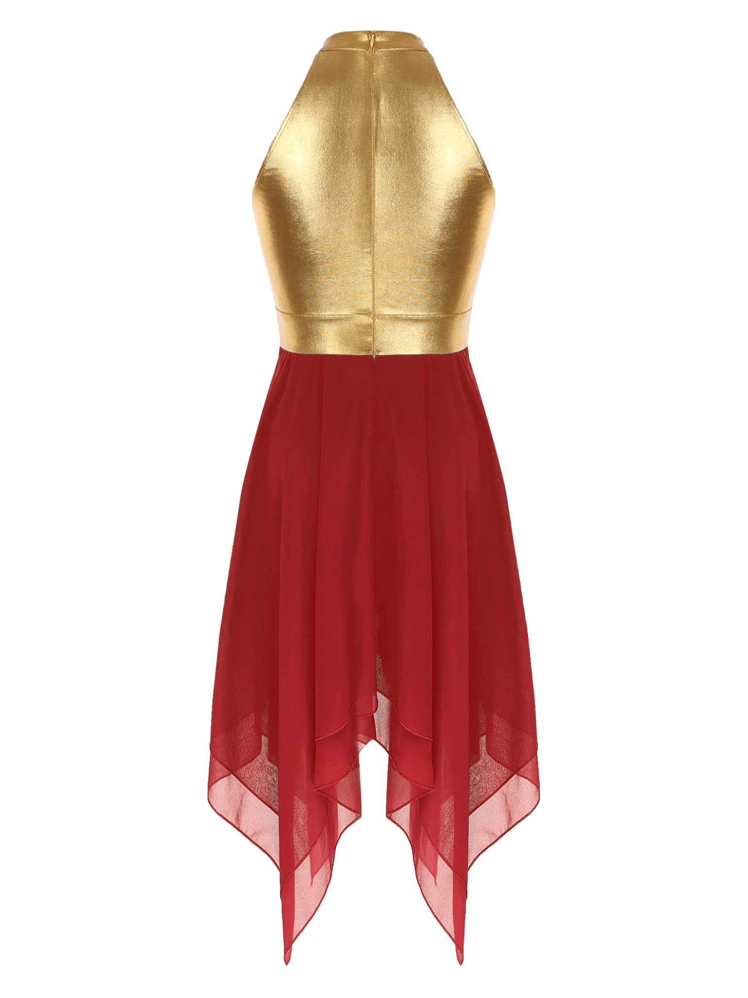 Women's Liturgical Praise Dance Dress - Color Block Sleeveless Tunic with Asymmetrical Hem - Worship & Lyrical Dance Costume for Church Performances & Spiritual Events