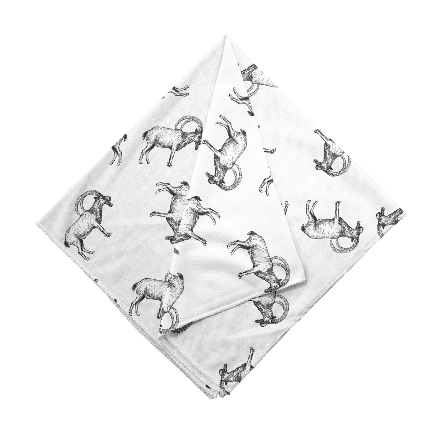 Ambesonne Goat Bandana - Sketch Mountain Goats Pattern Unisex Head & Neck Scarf for Hiking, Camping & Outdoor Adventures