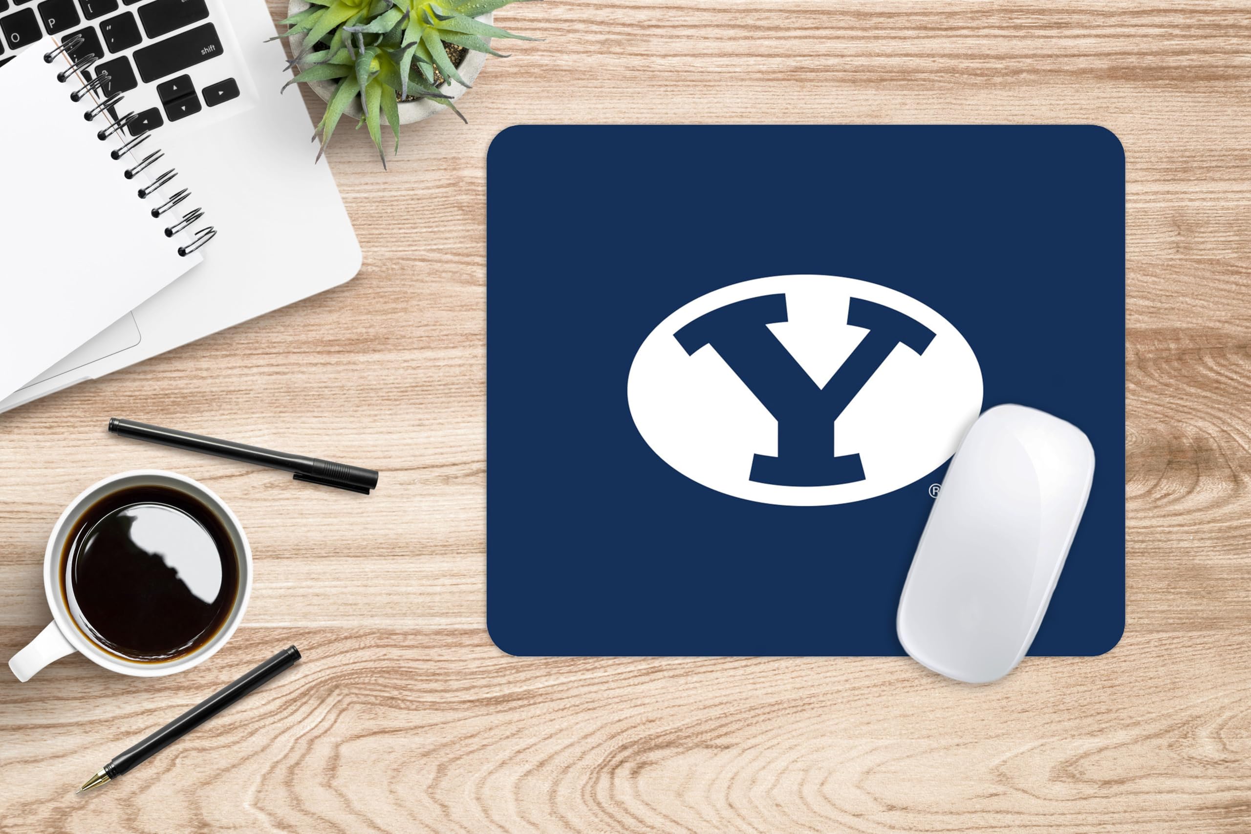 BYU Brigham Young University Logo Mouse Pad - Non-Slip Fabric Gaming & Office Desk Mat for Computers, Laptops - Perfect for Work, Study & Gaming (Classic Black)