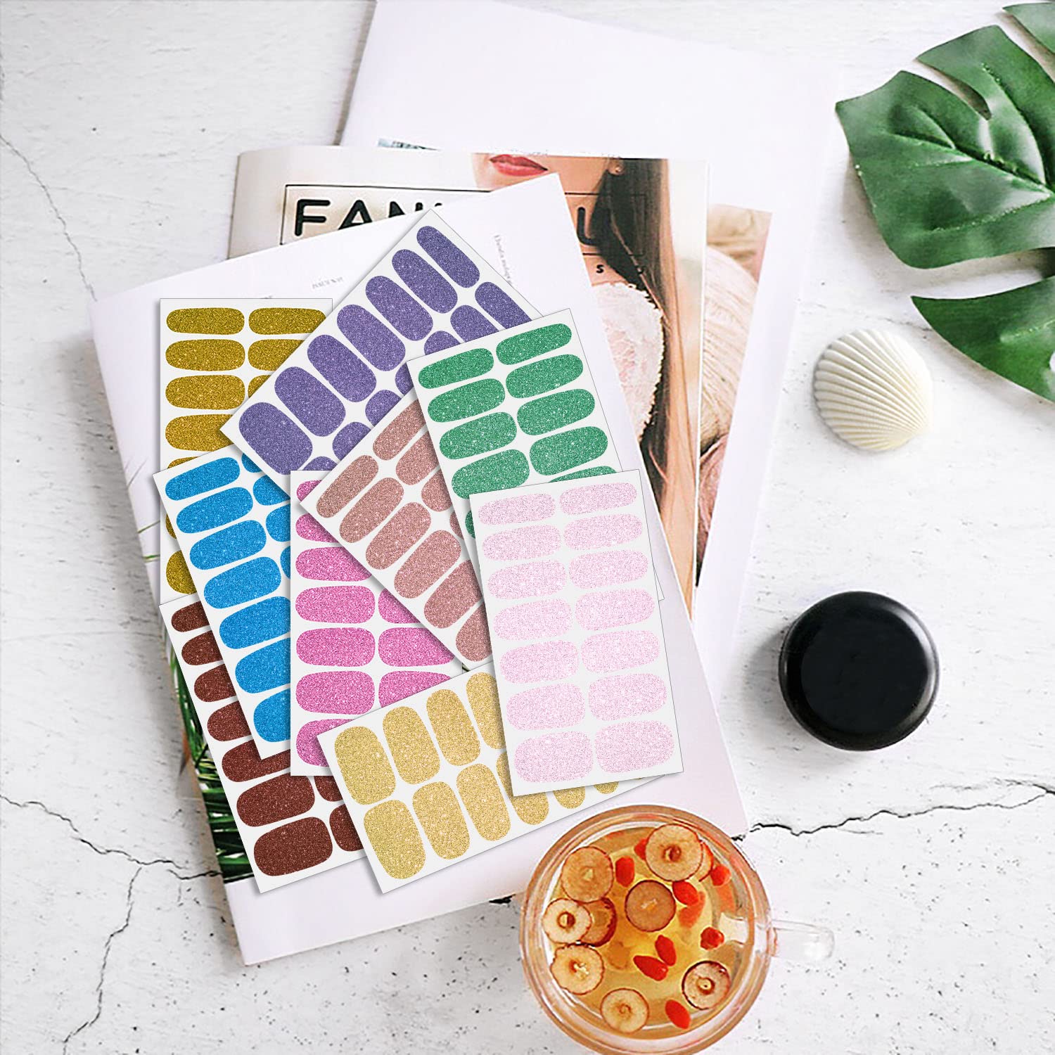 DANNEASY 24 Sheets Glitter Nail Polish Stickers - Self-Adhesive Full Nail Wraps for Women, Gel Nail Strips Manicure Kit with Nail File & Cuticle Stick | Perfect for Parties, Weddings, and Everyday Glam