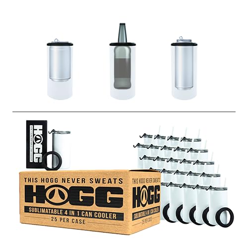 4-in-1 Sublimation Can Cooler (25 Pack) - Insulated Stainless Steel Beer Can, Skinny Can, Bottle & 14oz Tumbler Cooler with Extra Lid & Straw - Perfect for Parties, BBQs, Outdoor Events & Personalized Gifts