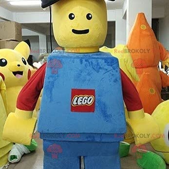LEGO Redbrokoly Mascot Costume - Blue, Red & Yellow Giant LEGO Suit for Cosplay, Halloween & Comic Con Events