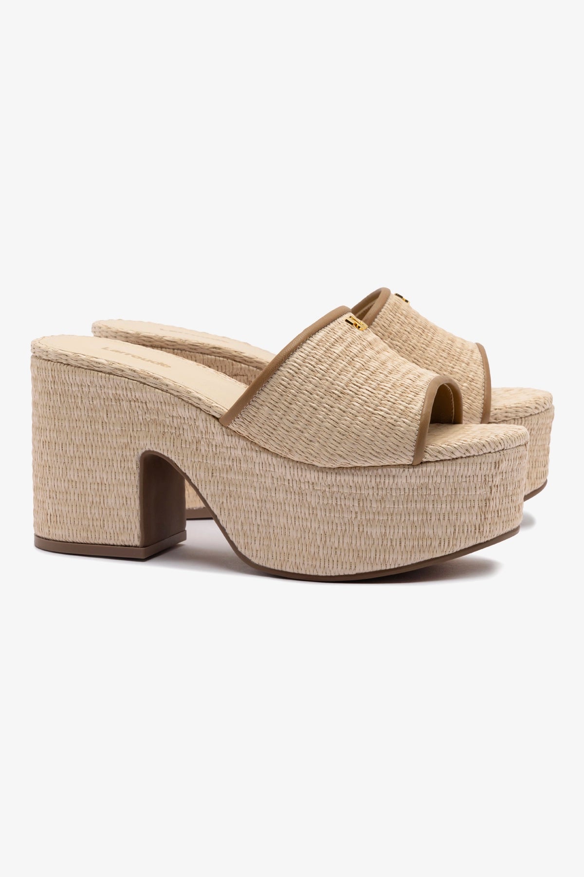 Natural Raffia & Hazelnut Trimming Miso Platform Sandals - Comfortable Summer Beach Shoes for Women, Perfect for Vacations, Poolside, and Casual Outings
