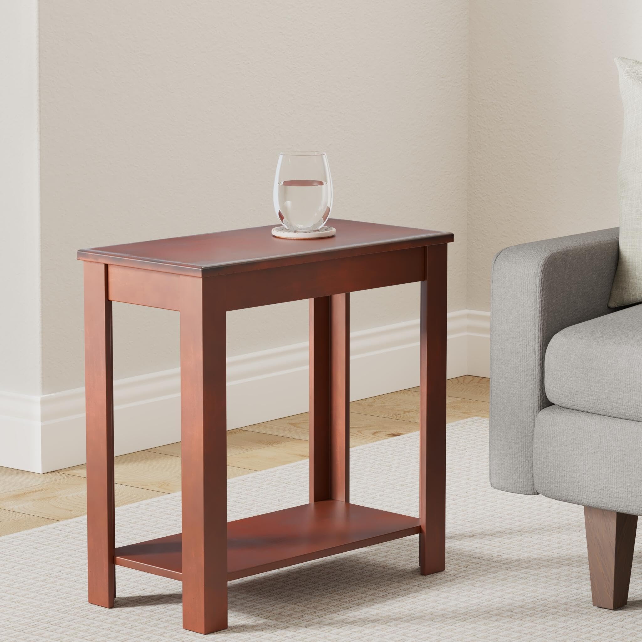 ORE International Dark Cherry Traditional Side Table - 24 Inch End Table for Living Room, Bedroom, or Office
