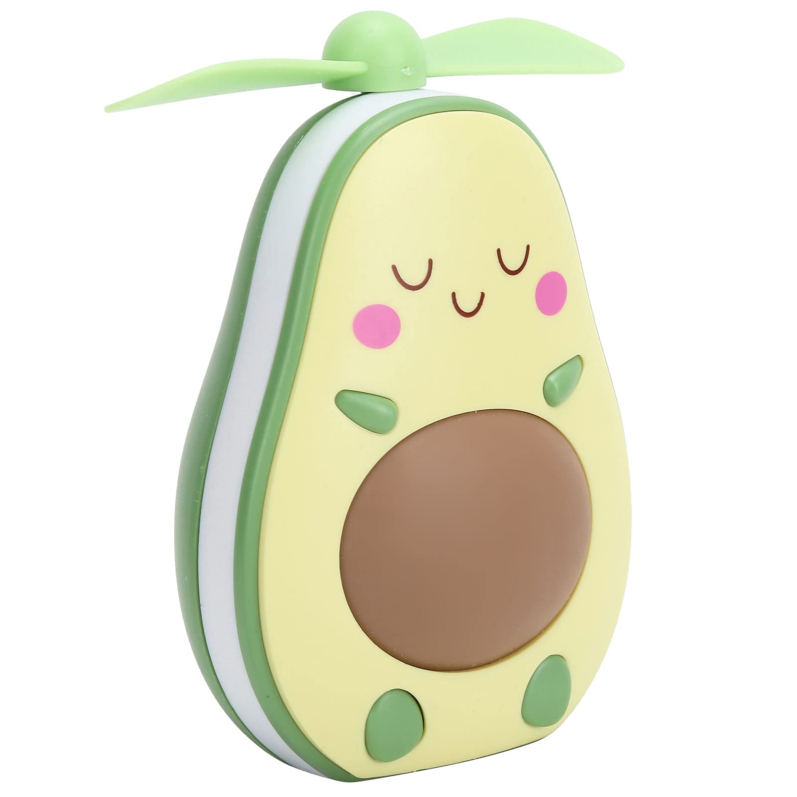 USB Mini Fan - Cute Cartoon Avocado Portable Fan with Multi-Function Light & Makeup Mirror | Perfect Gift for Women & Girls (Yellow) | Great for Travel, Office, and Summer Outdoors