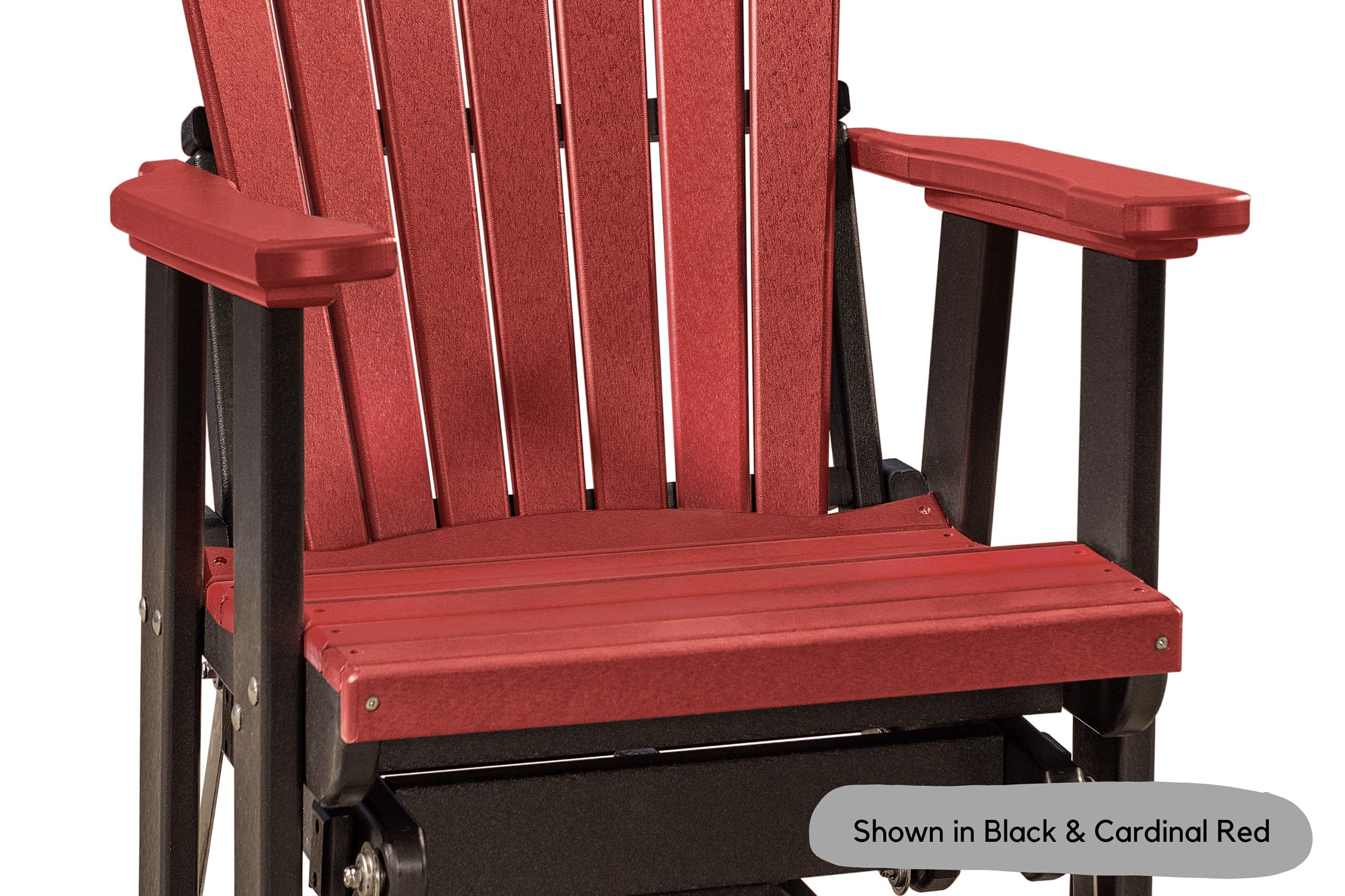 White & Light Gray Slat Fan Back Poly Adirondack Swivel Glider Outdoor Patio Chair - Perfect for Poolside Relaxation, Garden Lounging & Backyard Decor