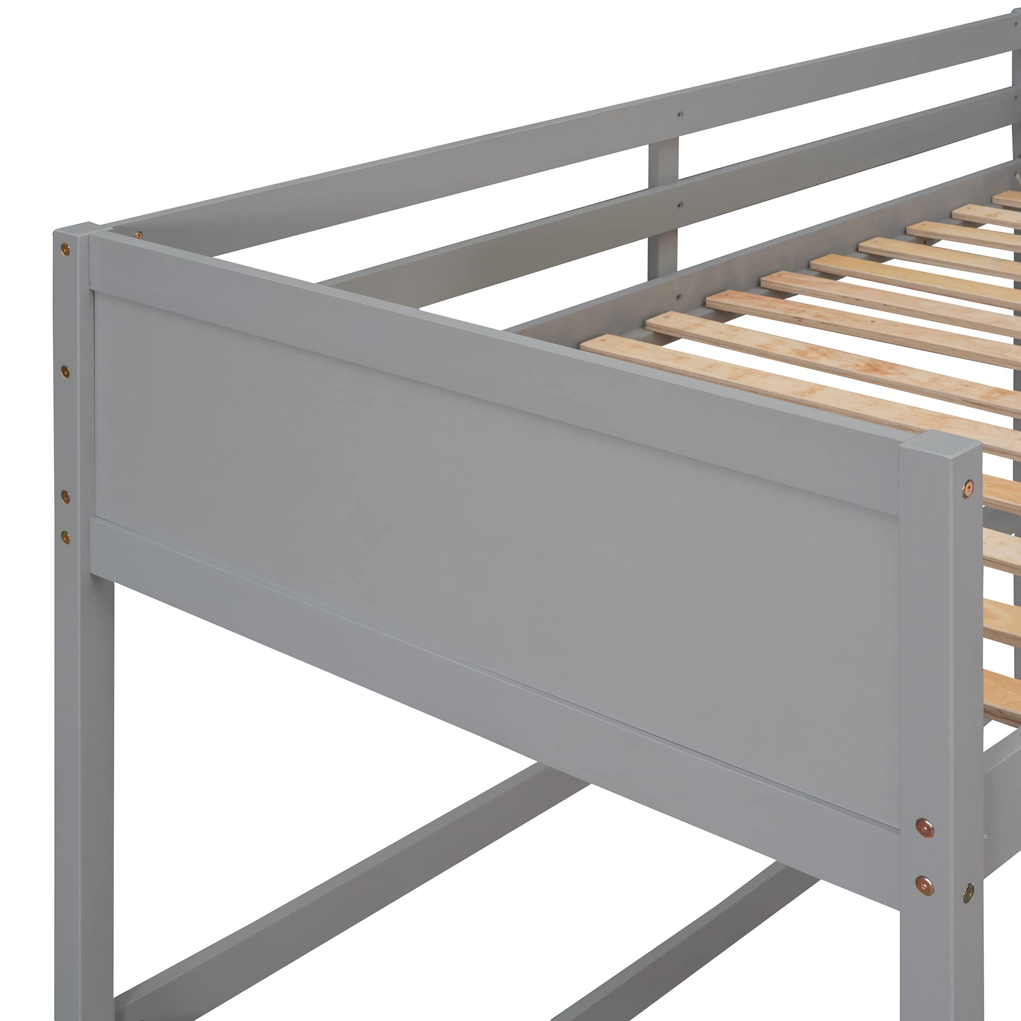 P PURLOVE Twin Loft Bed Frame with Angled Ladder - Sturdy Wooden Loft Bed for Teens, Kids, Boys & Girls - No Box Spring Required (Gray) - Perfect for Small Bedrooms, Dorm Rooms & Space-Saving Kids' Rooms