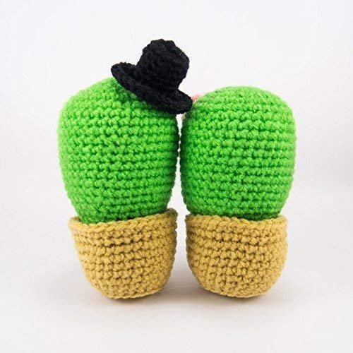 Cute Cactus Couple Crochet Amigurumi - Handmade Crocheted Cactus Dolls for Home Decor, Wedding Gift, or Valentine's Day Present