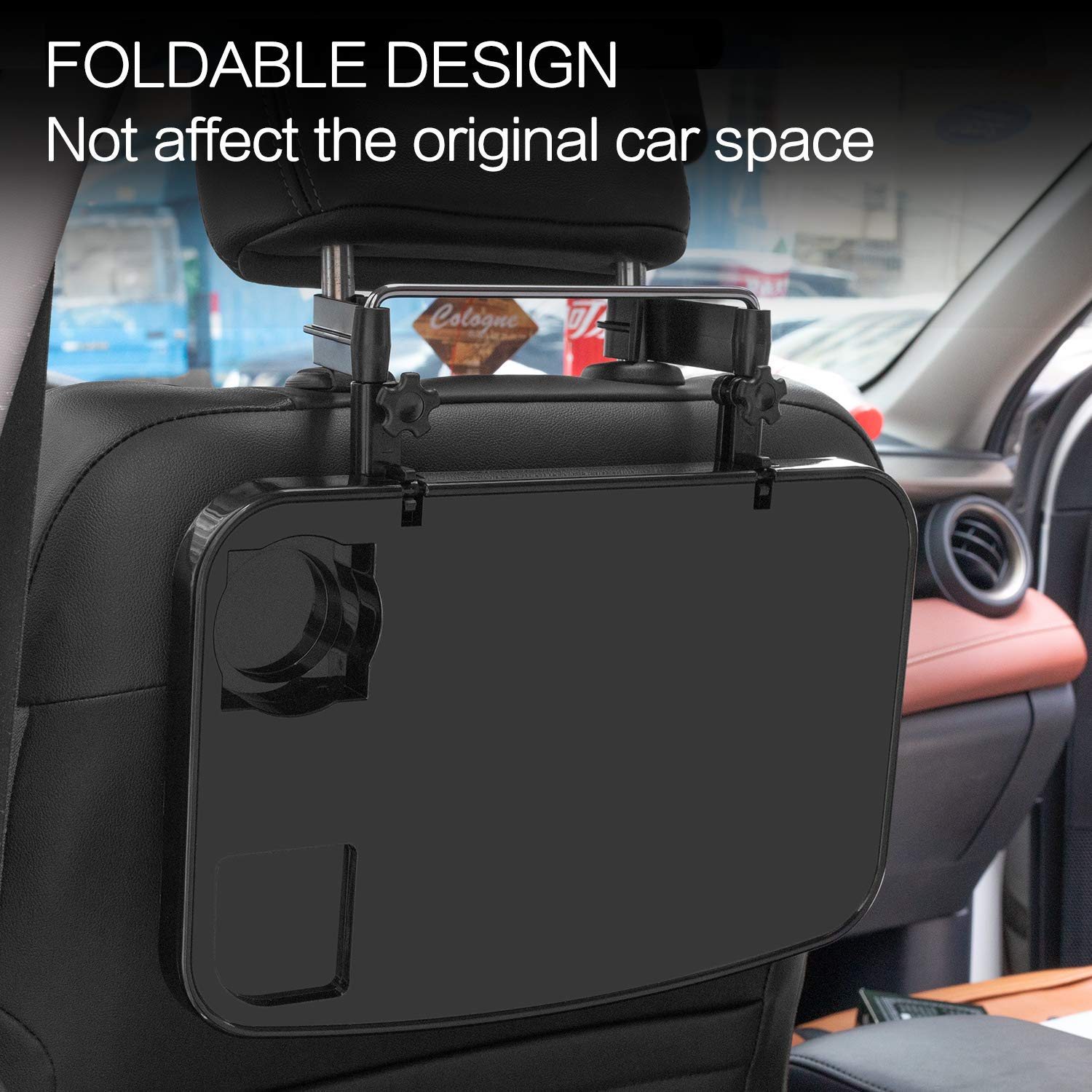 AutoChoice Foldable Car Steering Wheel Tray - Portable Laptop & Food Tray for Cars, Adjustable Dining Table for Road Trips, Office Work & Snacking (Black) | Perfect for Commuters, Truck Drivers & Family Travel