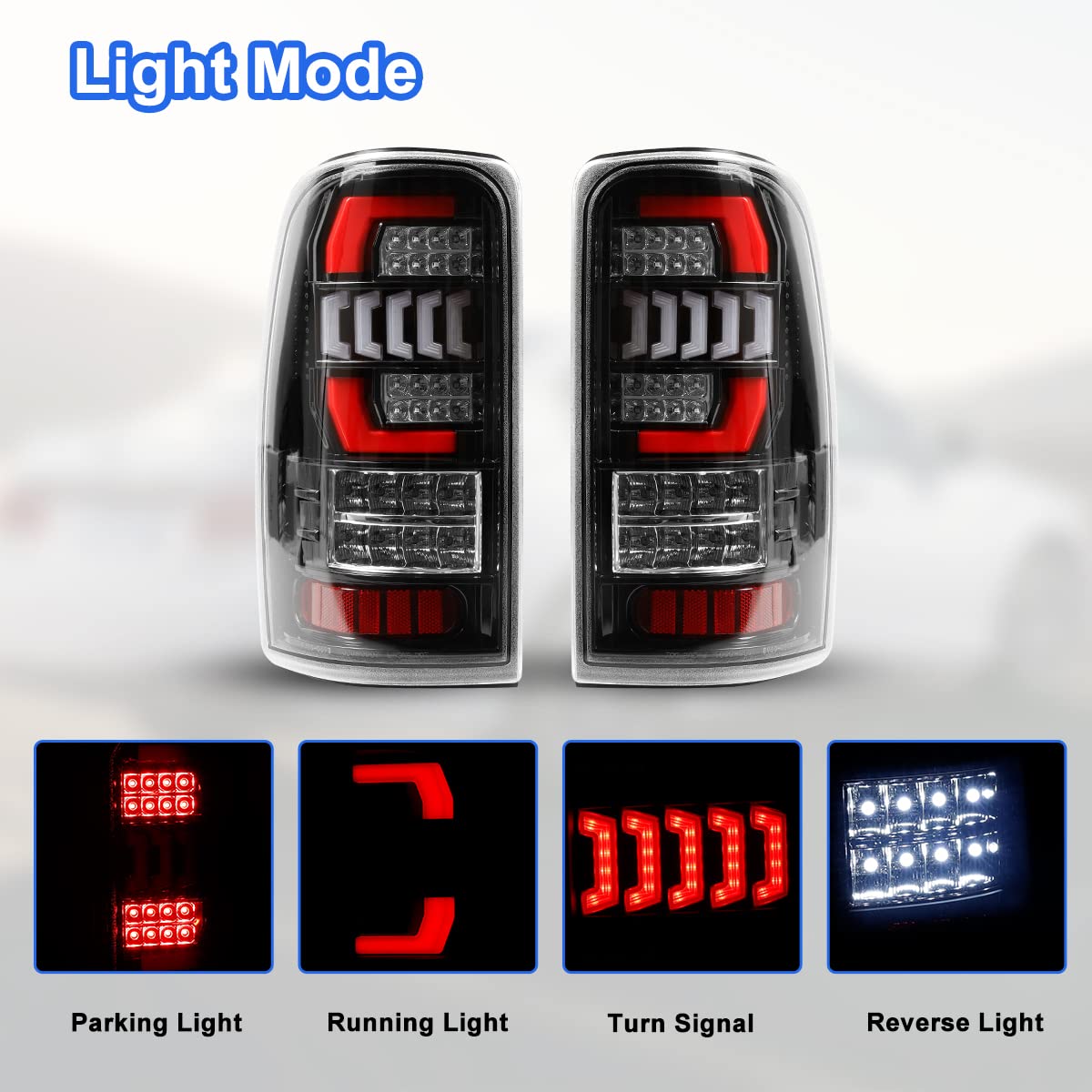 Nixon Offroad Full LED Tail Lights Assembly for 2000-2006 Chevy Tahoe & GMC Yukon - DRL, Brake, Reverse, Turn Signal Lights (Clear Lens) - Perfect for Off-Roading, Night Driving & Custom Truck Upgrades