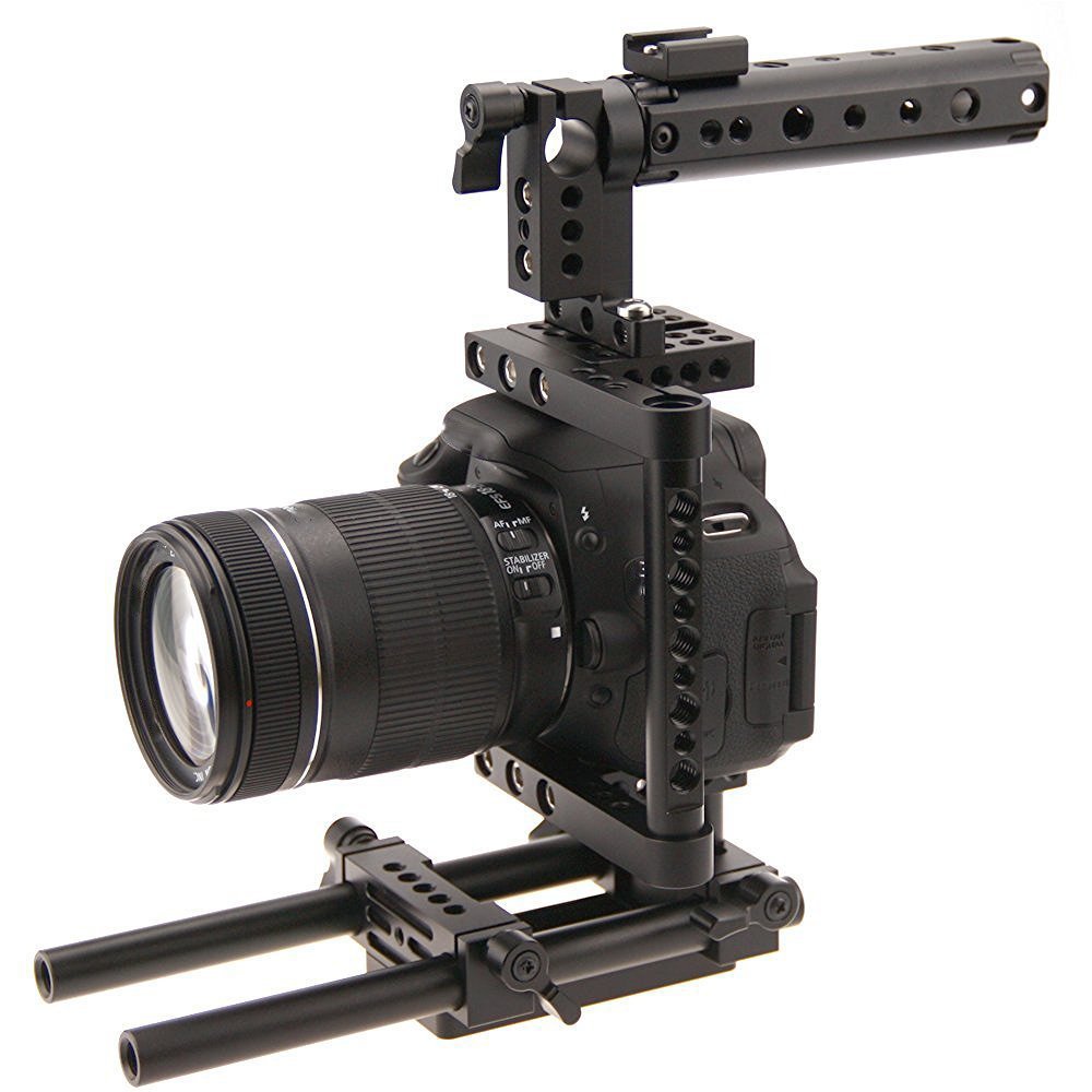 CAMVATE Camera Cage Rig Top Handle Tripod Mount Plate Compatible for Sony Panasonic DSLR Cameras (Black) - 1136 | Professional Video Shooting, Vlogging & Photography Accessory