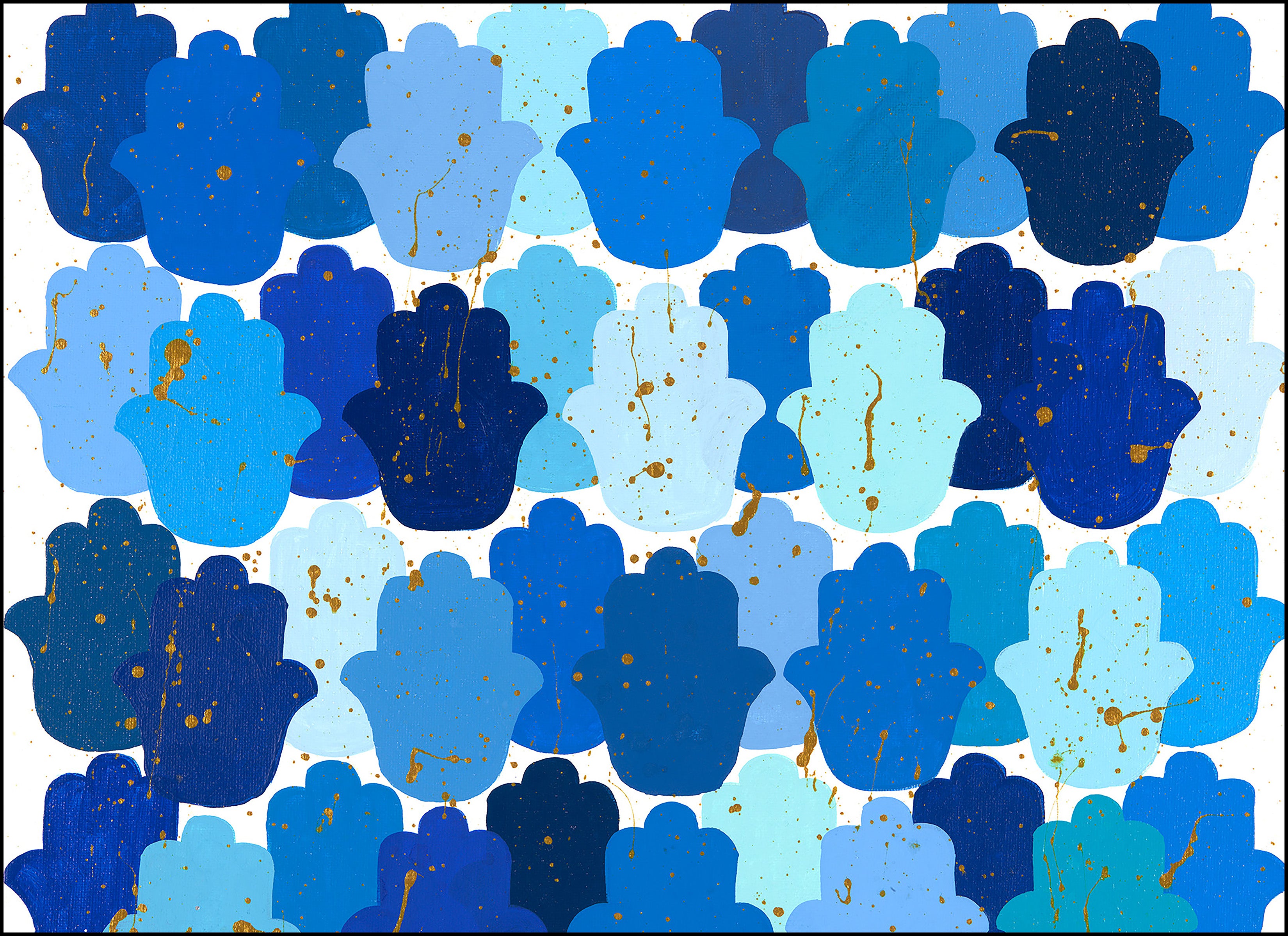Blue Hamsa Placemats Set of 4 - 21x15 Inch Non-Slip Table Mats for Dining, Kitchen, and Party Decor - Perfect for Boho, Mediterranean, and Home Decor Styles