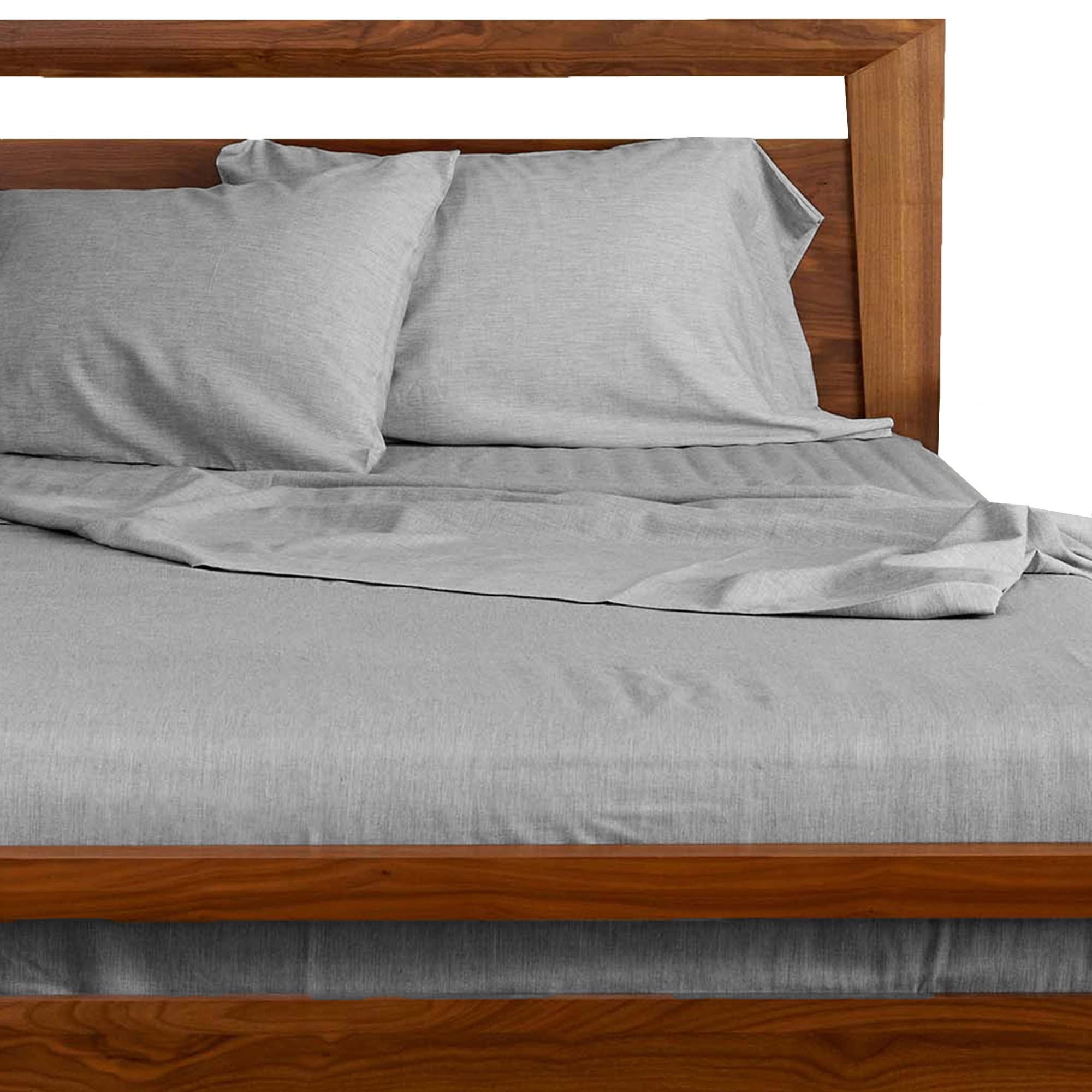 BedVoyage Melange Twin Cooling Bed Sheets Set - Bamboo Viscose & Cotton Blend with Envelope Pillowcase, Fitted Sheet, Flat Sheet & Linen Bag | Breathable & Temperature Regulating for Hot Sleepers | Perfect for Summer Nights, Guest Rooms & Dorm Essentials