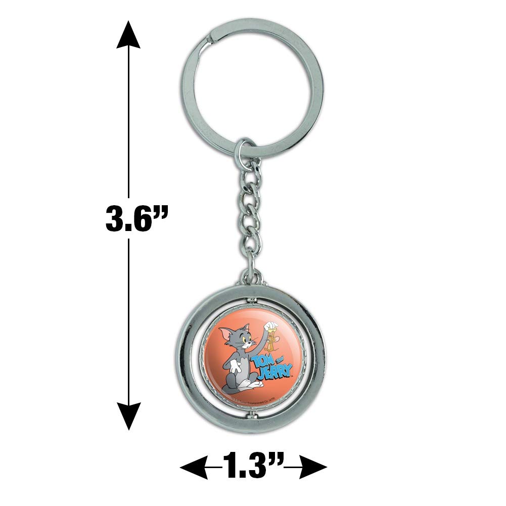 Tom and Jerry Best Friends Spinning Keychain - Chrome Plated Metal Collectible for Fans | Perfect Gift for Cartoon Lovers, Backpack Accessory, or Keyring Decoration