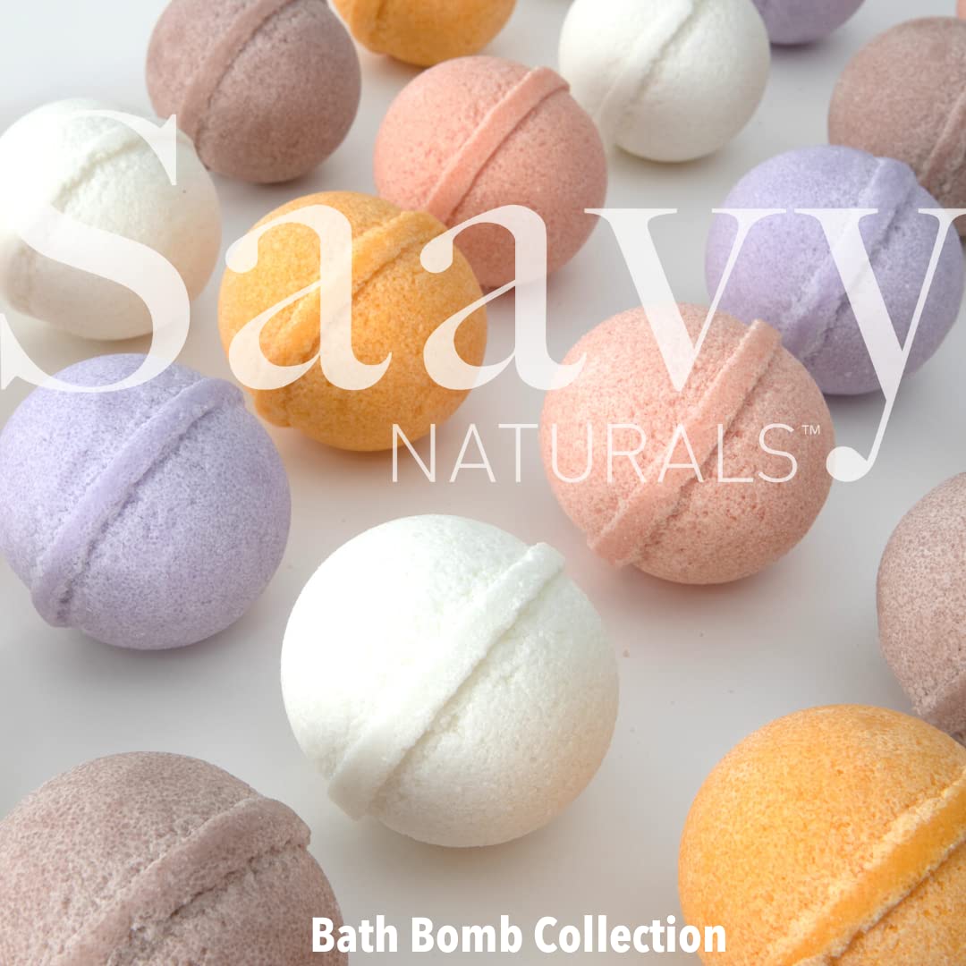 Saavy Naturals Lavender Chamomile Bath Bombs - 6oz Each, 2 Pack - Moisturizing Foaming Fizz Bubbles for Relaxation & Stress Relief - Perfect Gift for Women & Kids - Spa Day, Self Care & Aromatherapy at Home