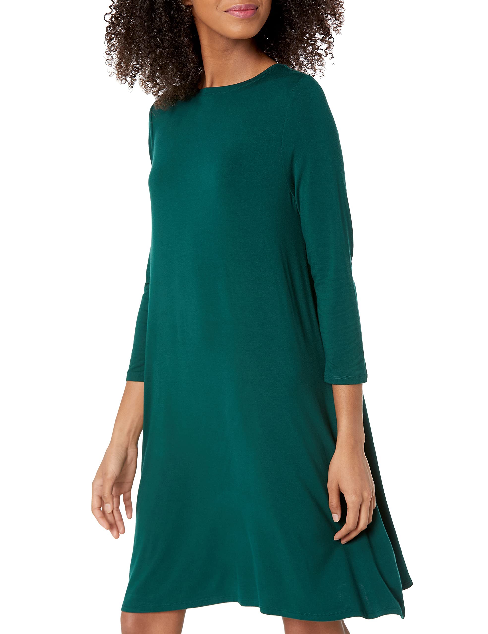 Amazon Essentials Women's Three-Quarter Sleeve Boat Neck Dress - Plus Size Options | Casual Office Wear & Summer Outfit for Women