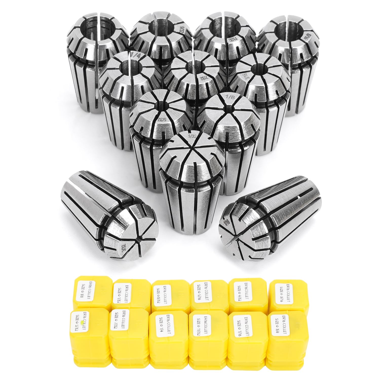 12pcs ER16 Spring Collet Set for CNC Engraving, Milling & Lathe Machines - Precision Tool Workholding for Metal & Woodworking - Ideal for DIY Projects & Professional Workshops