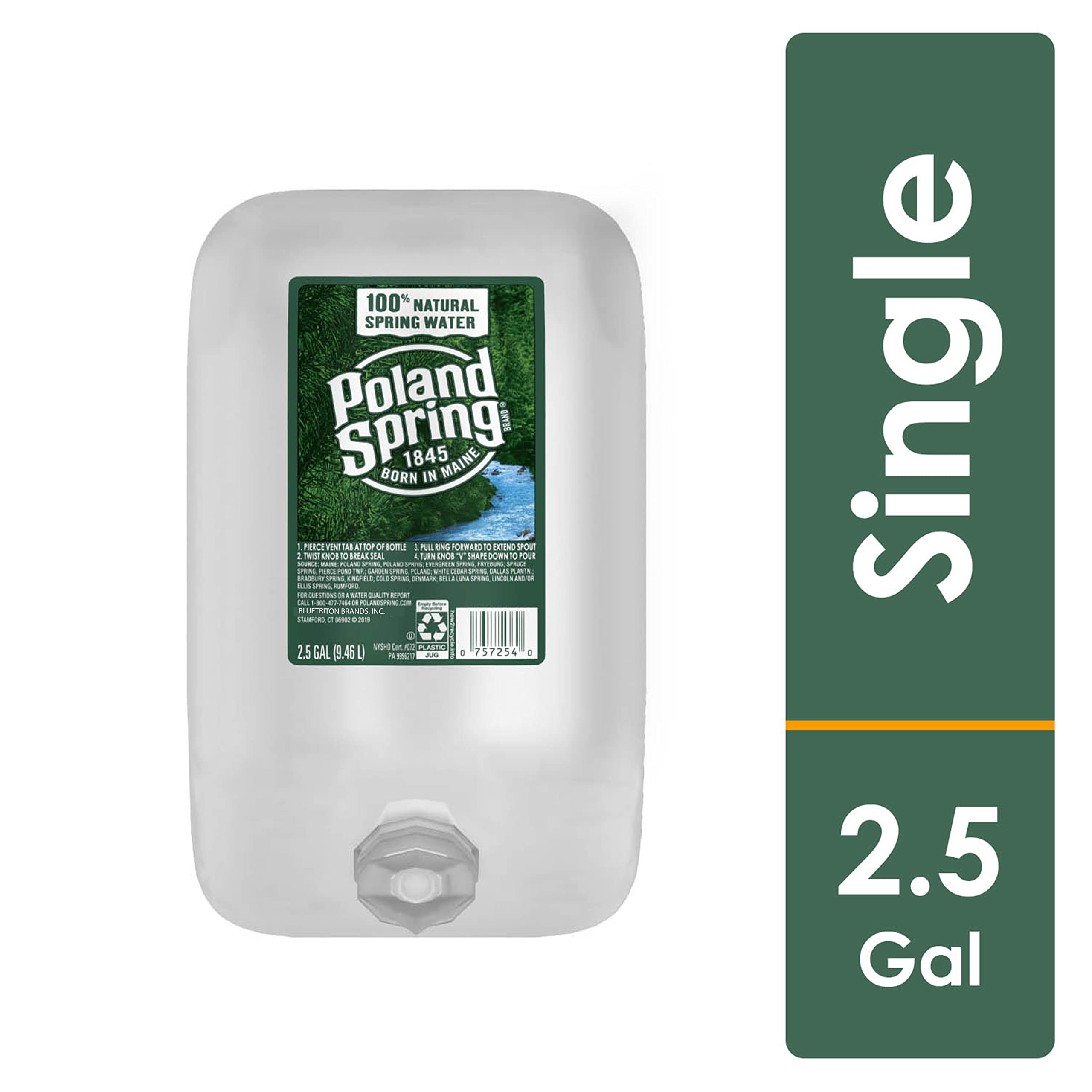 Poland Spring Natural Spring Water - 2.5 Gallon Jug (10 Pack) | BPA-Free, Refreshing Hydration for Home, Office & Gym | Perfect for Water Coolers & Emergency Preparedness