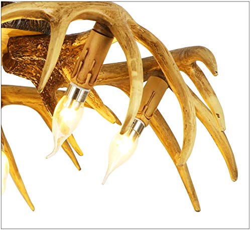 Rustic Antler Flush Mount Ceiling Light Fixture - LED Resin Chandelier for Living Room, Restaurant, Cafe - Perfect for Farmhouse, Lodge & Cabin Decor