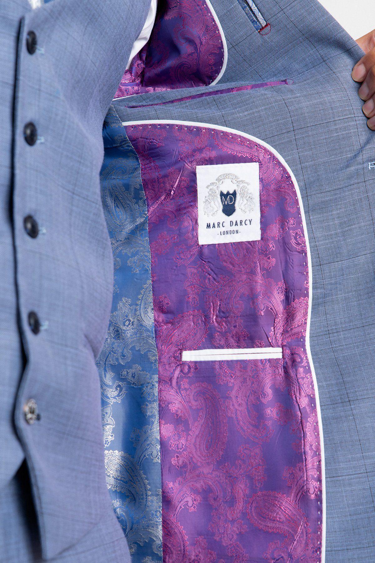 Blue Grey Check Blazer for Men - Stylish Slim Fit Business Jacket - Perfect for Office, Wedding & Formal Events