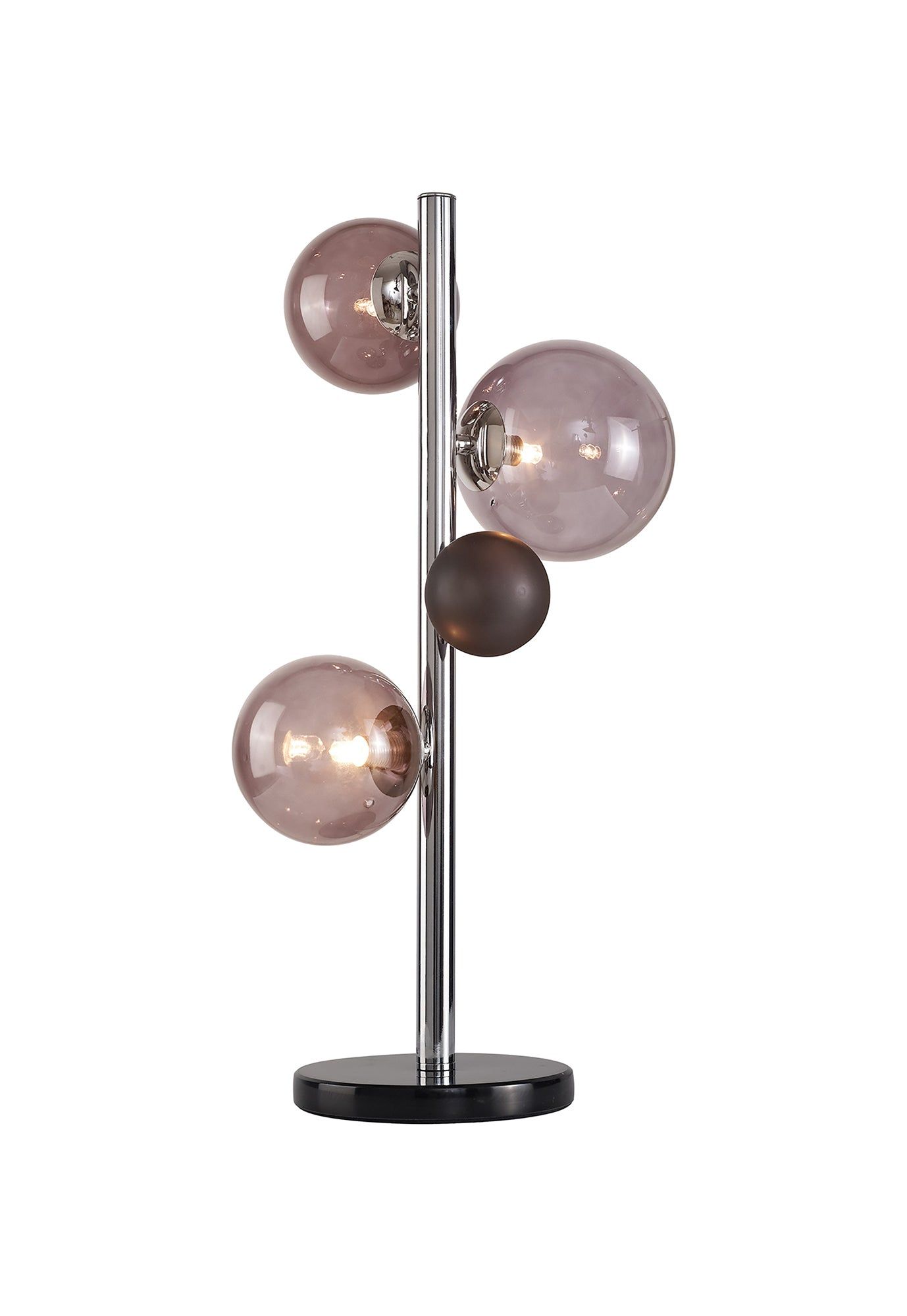 Modern Austin Table Lamp - 1/3Lt x G9 Bulb - Copper & Opal, Polished Chrome & Iridescent, Polished Chrome & Black Options - Smoked Glass Shade IP20 - Perfect for Bedroom, Living Room, or Office Lighting