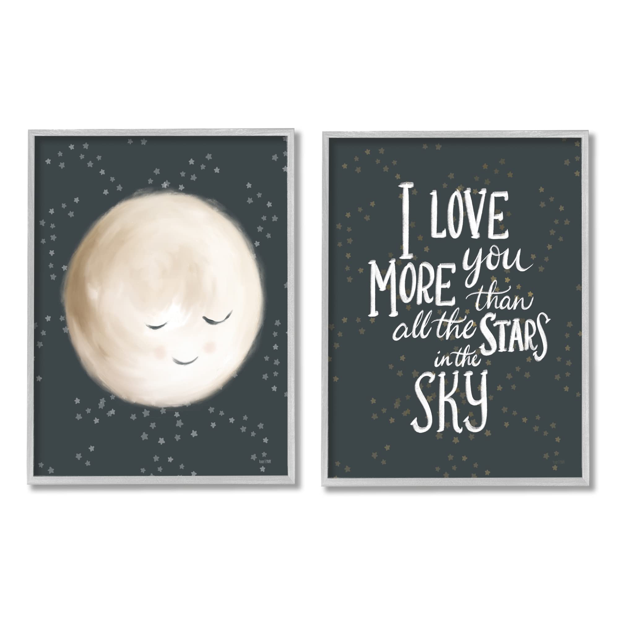 Stupell Industries Cute Moon & Starry Night Sky Wall Art - 'I Love You' Phrase Canvas Print by House Fenway - Perfect for Bedroom, Nursery & Romantic Home Decor