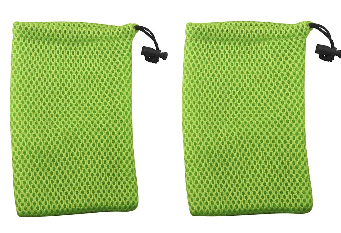 ALLinONE Wholesale 20-Pack Green Nylon Mesh Drawstring Bags (9x14cm) - Perfect for Organizing Mini Items, Cellphones & MP3 Players | Great for Travel, Gym & School Supplies Storage