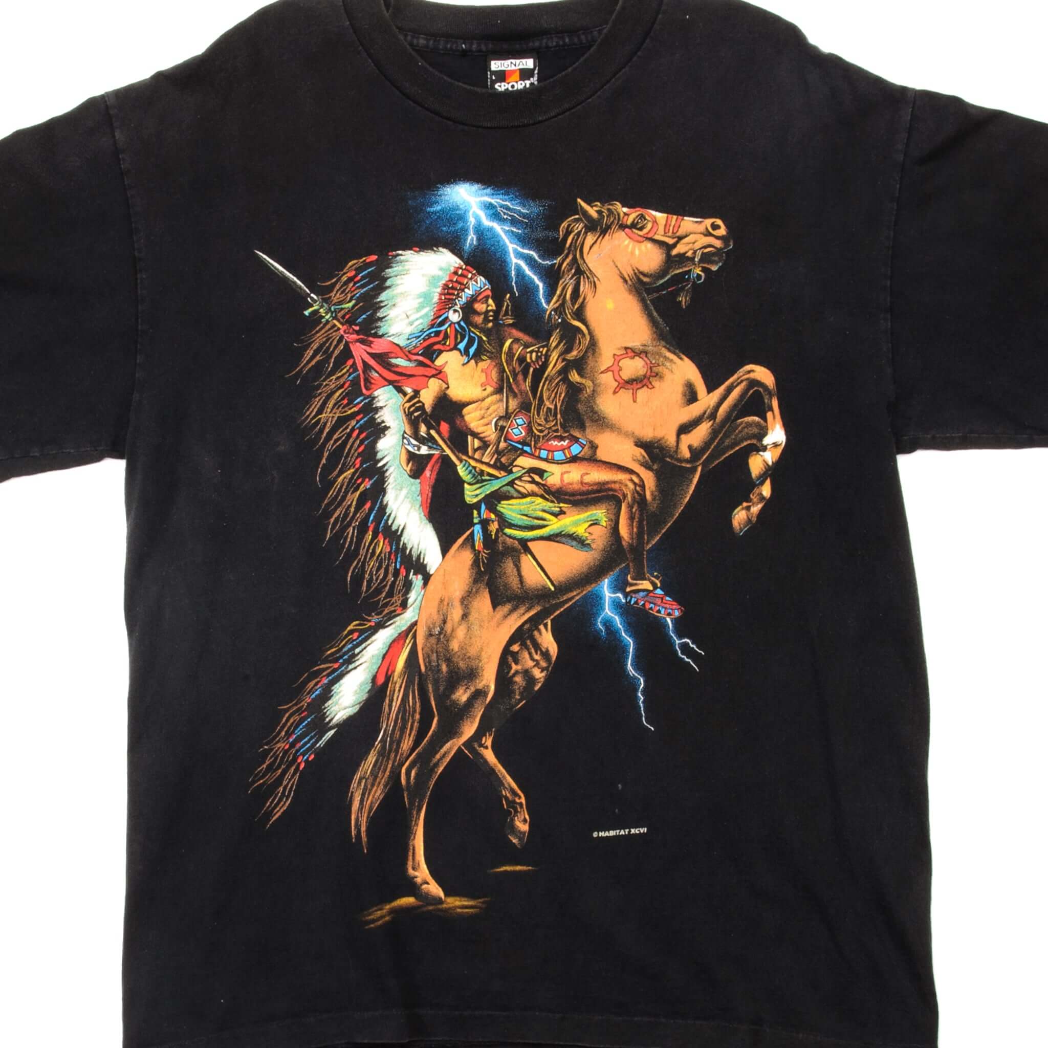 Vintage Native American Horse T-Shirt - Large Size, Made in USA - Perfect for Casual Wear, Western Theme Parties & Cultural Events