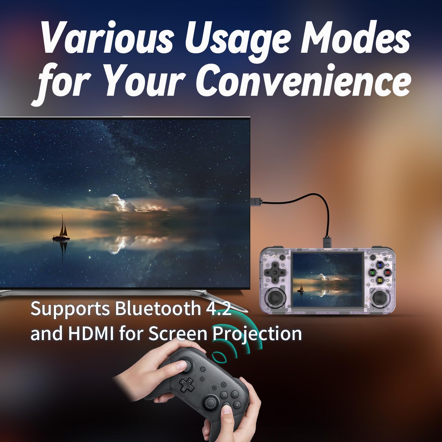 RG35XX H Handheld Game Console - 3.5 Inch IPS Screen, Linux System, 64GB Built-in Storage with 5528 Retro Games, HDMI & TV Output - Portable Gaming Device for Travel, Commute, and Home Entertainment
