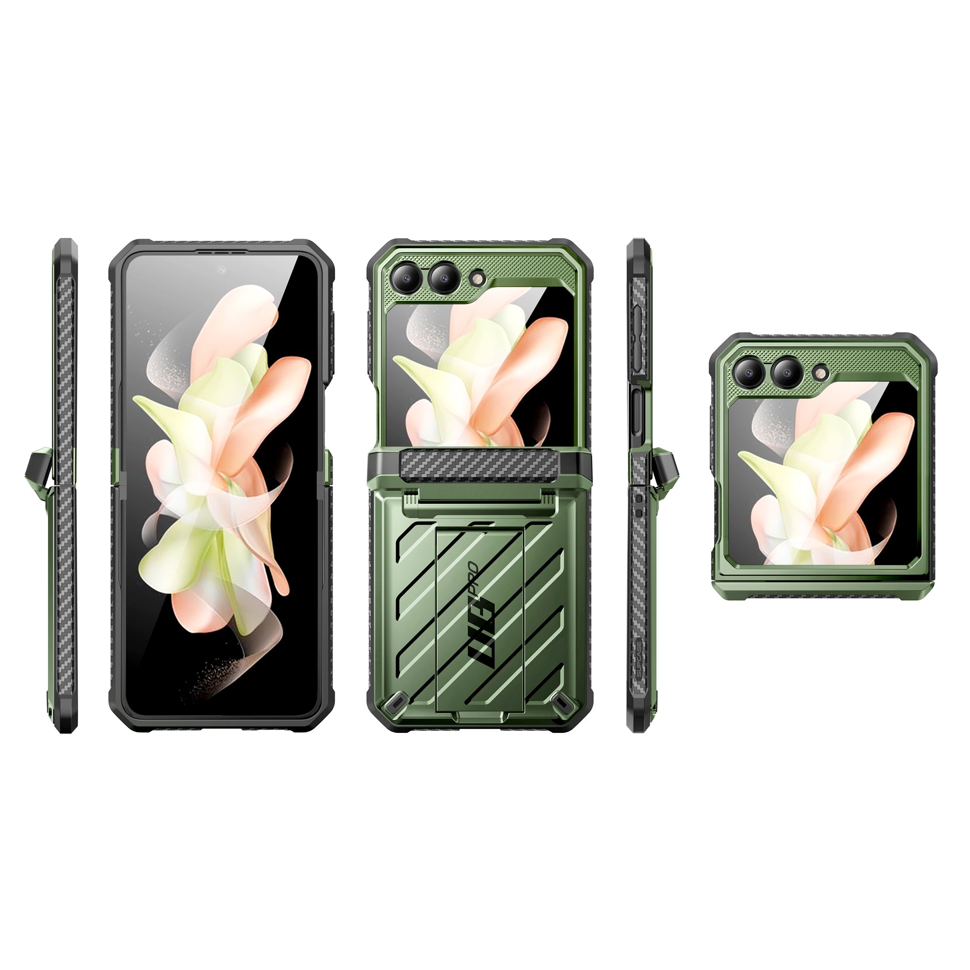 Samsung Galaxy Z Flip5 Unicorn Beetle PRO Heavy Duty Rugged Case with Belt Clip - Dark Green | Shockproof, Durable Protection for Everyday Use & Outdoor Activities
