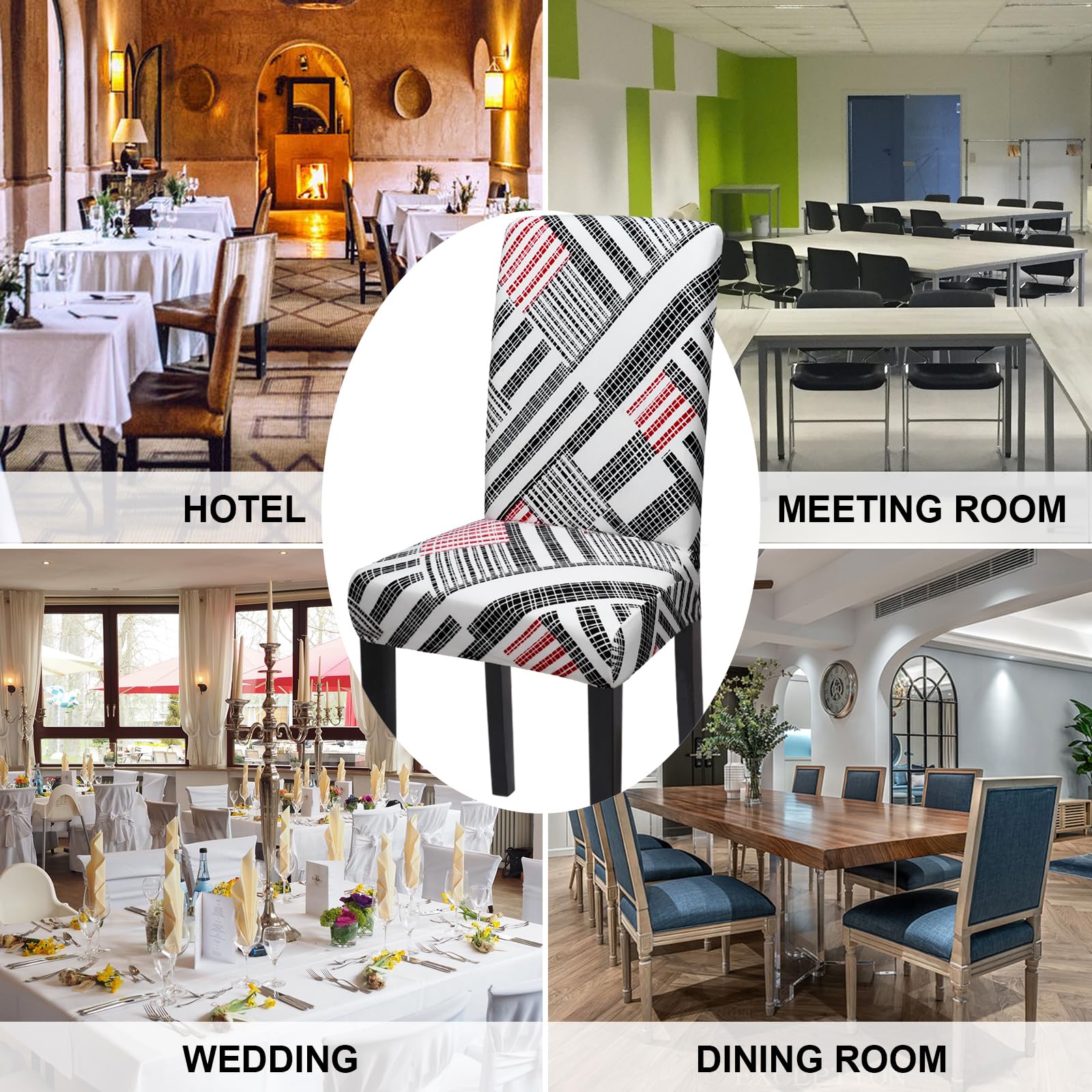 Stretch Dining Chair Covers Set of 4 - Washable Spandex Slipcovers for Kitchen, Hotel, Wedding & Home Decor - Perfect for Dining Room, Restaurant & Special Events