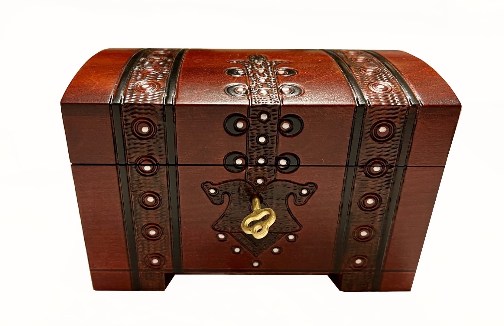 Handmade Wooden Jewelry Box with Lock and Key - Premium Linden Wood Keepsake Chest for Rings, Necklaces & Valuables - Perfect for Home Storage, Wedding Gifts & Travel Organizer