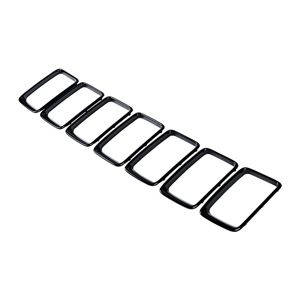 2014-2016 Jeep Grand Cherokee Grille Cover Inserts Kit - 7pc Glossy Black Replacement Grille | Perfect for Off-Roading & Car Customization