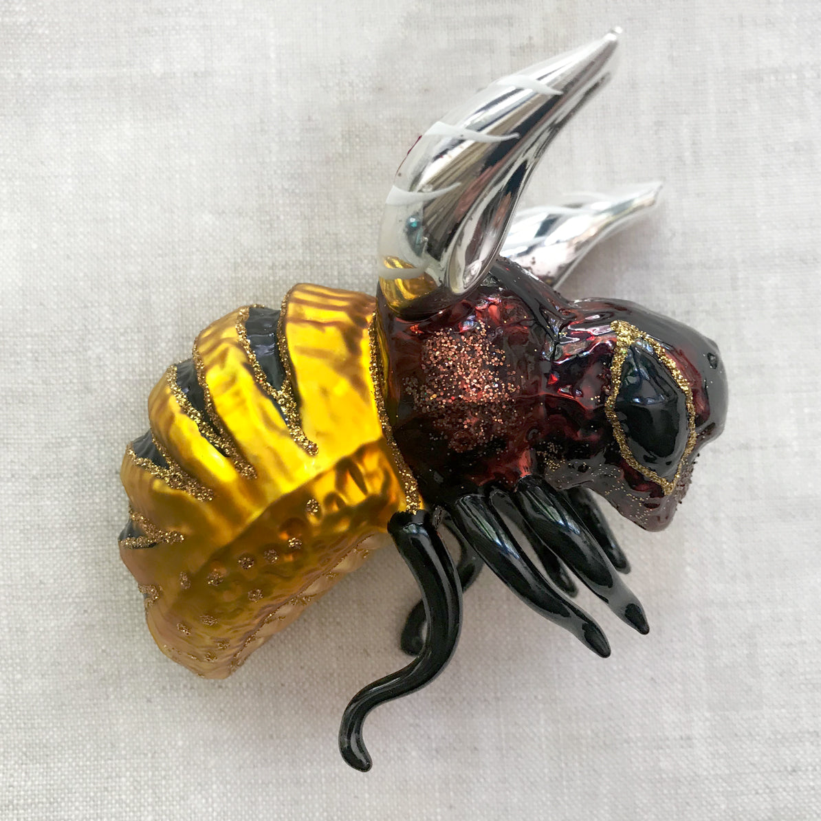 Dark Bumblebee Ornament - Handmade Home Decor for Halloween, Christmas & Year-Round Display - Perfect for Mantel, Shelf & Gift Giving