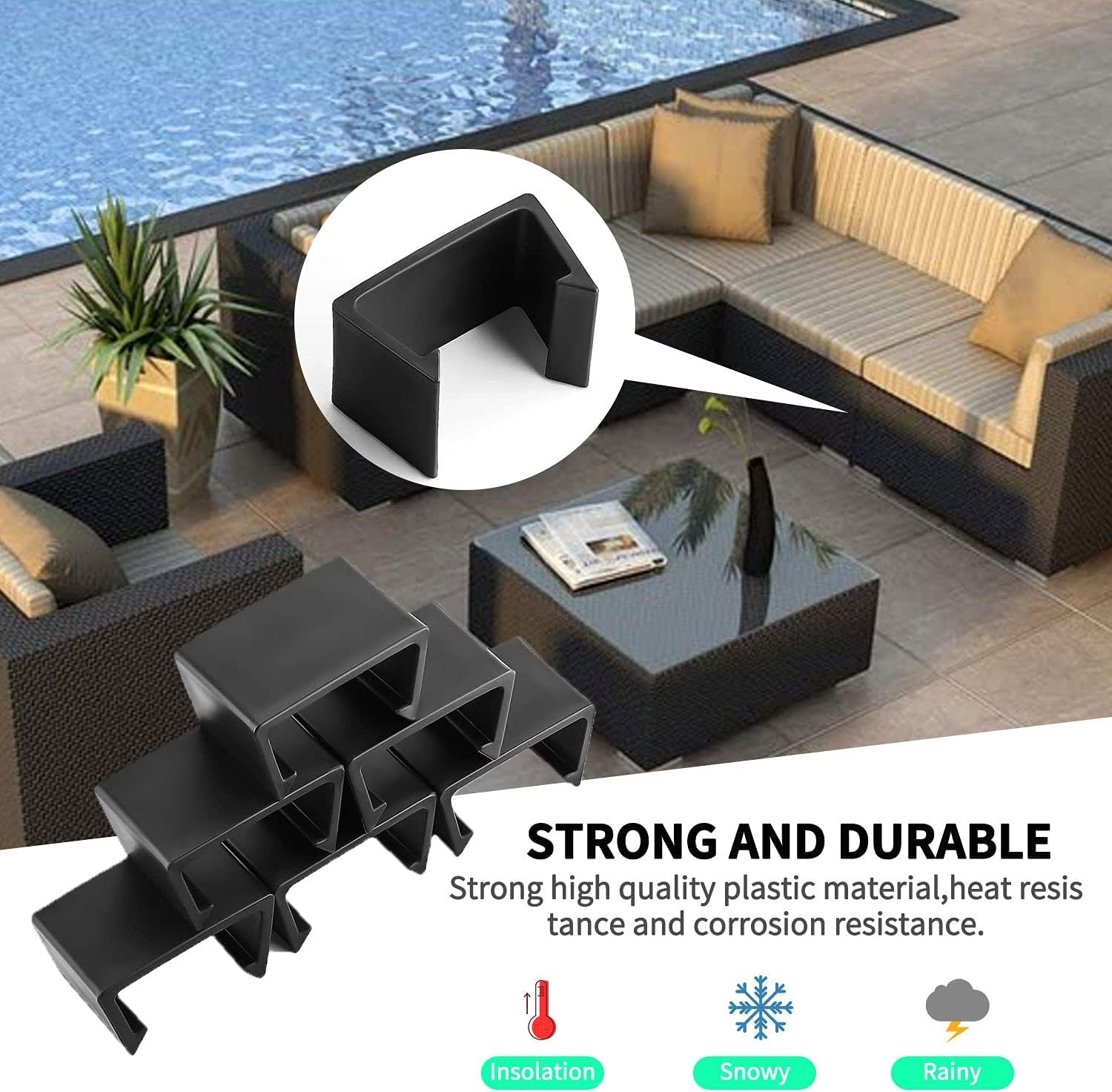 8 PCS Heavy Duty Outdoor Sofa Clips - Sectional Couch Connectors for Wicker & Patio Furniture - Barrel Chair Fasteners - Secure Your Outdoor Couch (Large Size) - Perfect for Backyard, Deck, Poolside & Garden Furniture Assembly
