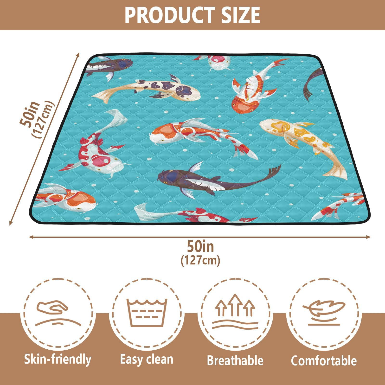 Blue Sea Ocean Fish Soft Thick Baby Playmat - 50