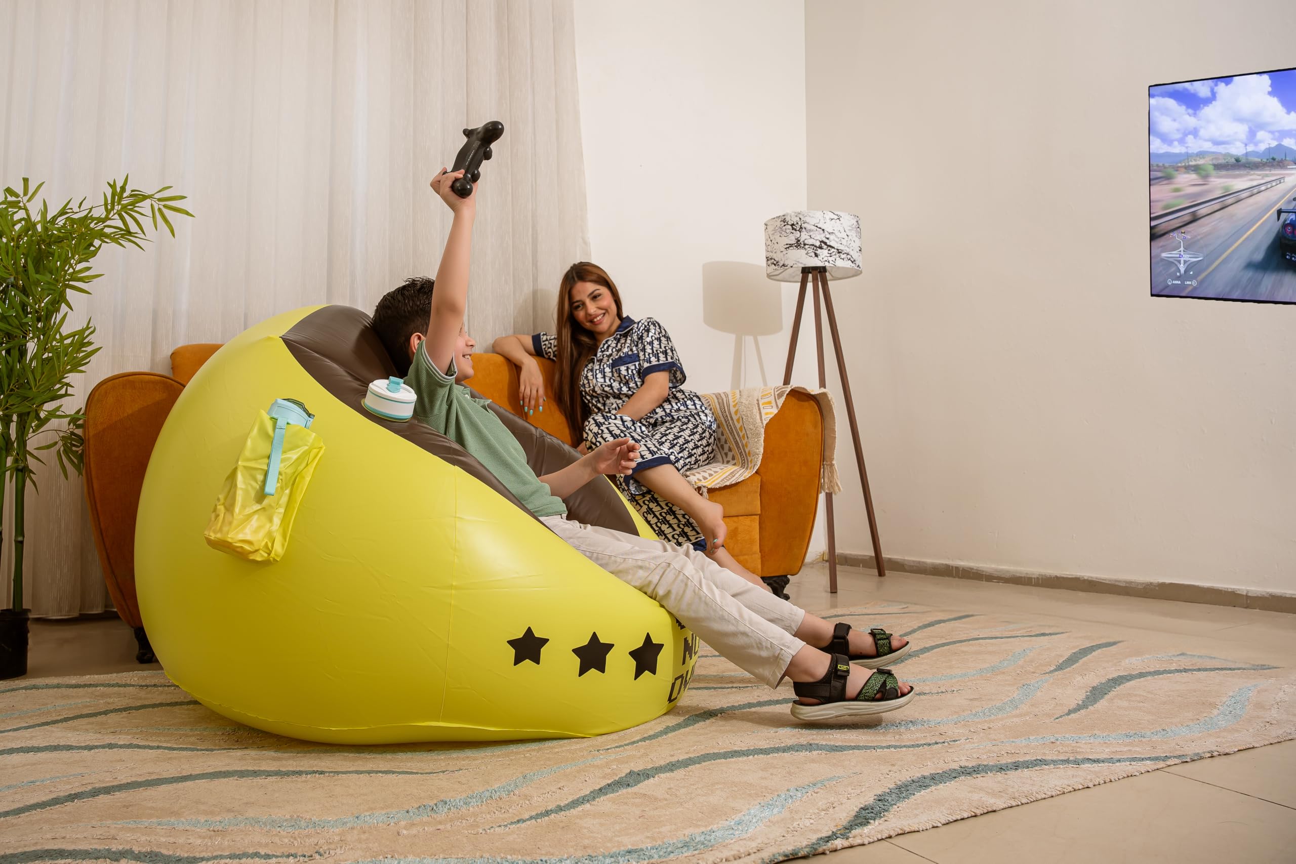 Inflatable Gaming Chair for Kids with Air Pump - 2-in-1 Bean Bag Chair for Boys & Girls Ages 8-12 - Portable Video Game Chair for Bedroom, Living Room & Outdoor Play