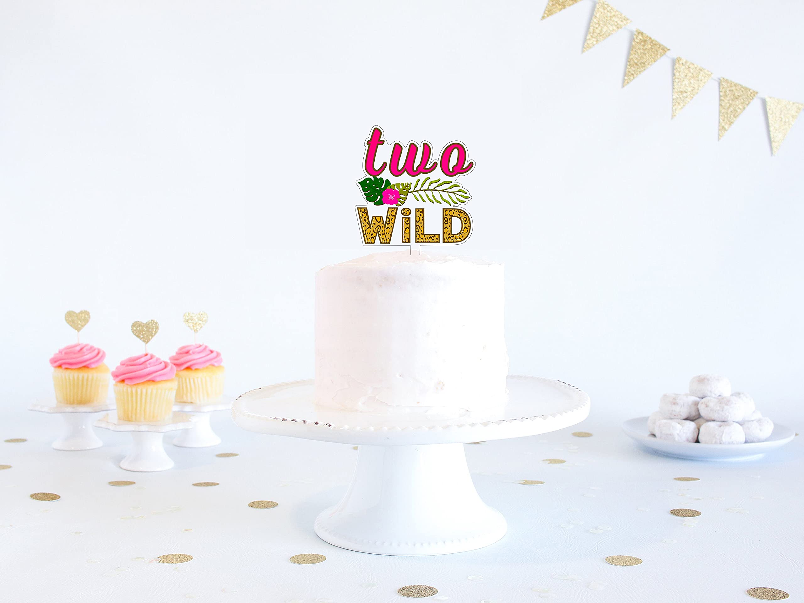Wild Two Cake Topper for 2nd Birthday - Boy & Girl Second Birthday Party Decorations - Perfect for Jungle, Safari, or Animal Theme Cakes