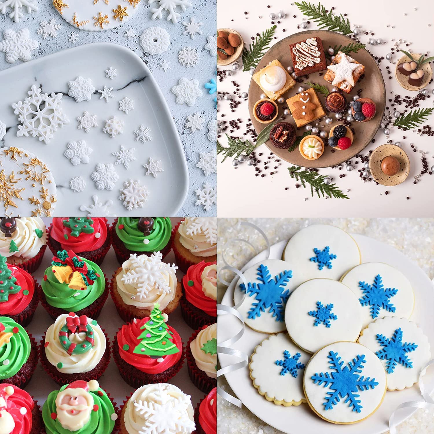 6-Piece Christmas Fondant Molds Set - Mini Pink Silicone Molds for Polymer Clay, Snowflake, Tree, Reindeer & Santa - Baking Tools for Cake Decorating, Candy & Chocolate Making - Perfect for Xmas Parties, DIY Gifts & Holiday Desserts
