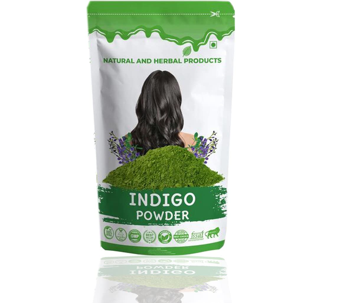 Organic Indigo Powder (Indigofera Tinctoria) - 100% Pure Natural Hair Dye for Black & Brown Hair Coloring, Safe Beard Colorant | DIY Herbal Hair & Beard Darkening Treatment at Home