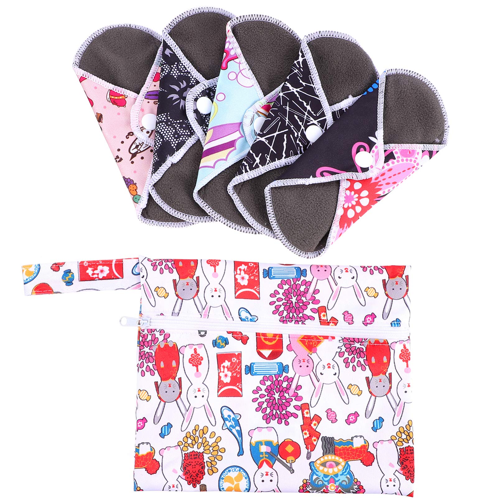 Healifty Reusable Cotton Menstrual Pads - Washable Sanitary Pads with Wet Bag for Women | Eco-Friendly Period Protection for Active Lifestyle, Travel & Daily Use