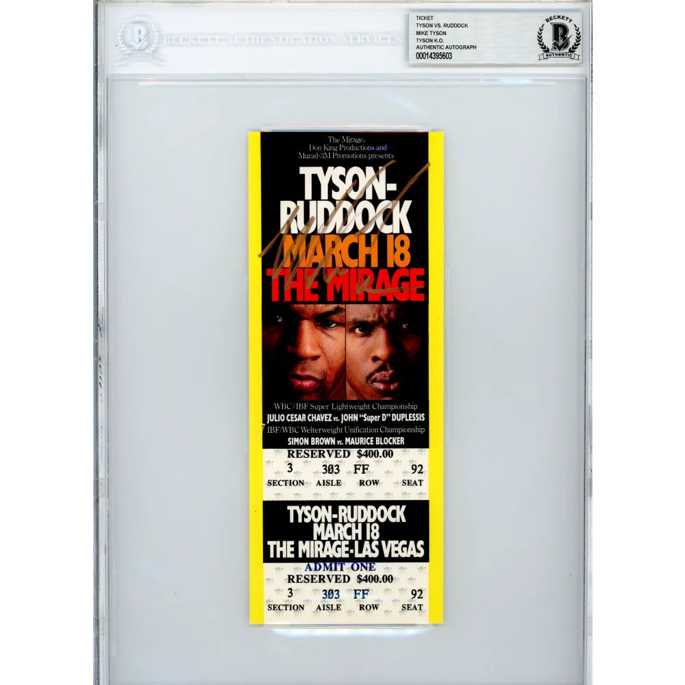 Authentic Mike Tyson Signed Ticket vs Donovan Ruddock 3/18/1991 Fight - BAS Certified Autograph COA | Rare Boxing Memorabilia for Collectors & Sports Fans