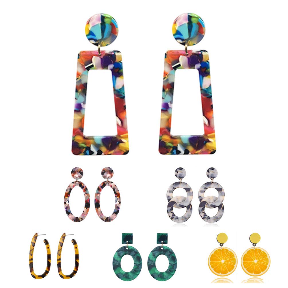 Stylish Acrylic Earrings for Women - Colorful Resin Drop Dangle Earrings - Perfect for Parties, Weddings & Everyday Wear