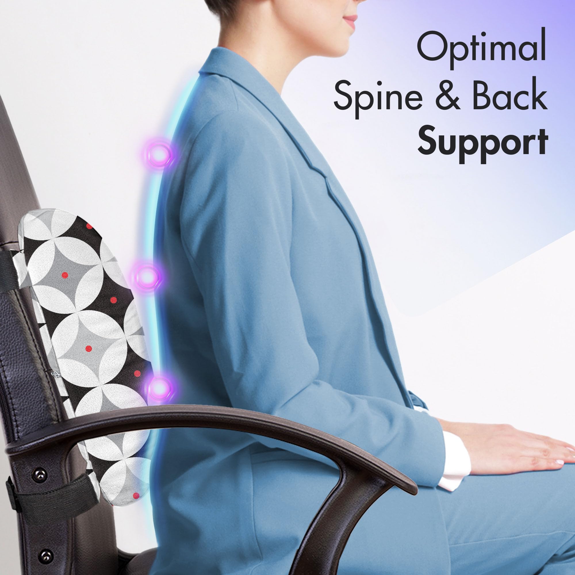 Ambesonne Mid Century Lumbar Support Pillow - Retro Atomic Diamond Pattern Office Chair & Car Seat Cushion - High Density Foam Back Pain Relief - 14