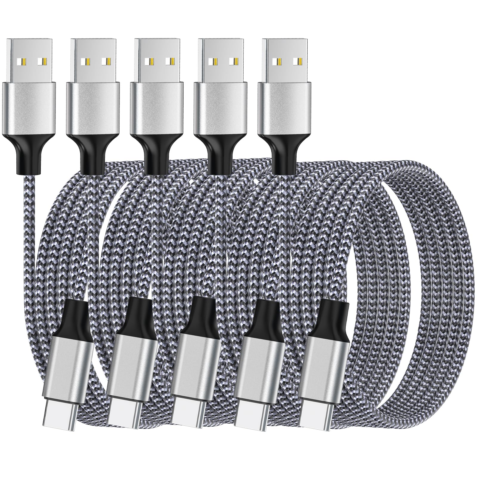 5 Pack 3ft MFi Certified USB-C to Lightning Fast Charging Cable - Nylon Braided, Compatible with iPhone 16/16 Pro/15/15 Pro Max, AirPods, iPad - Perfect for Home, Office & Travel Charging