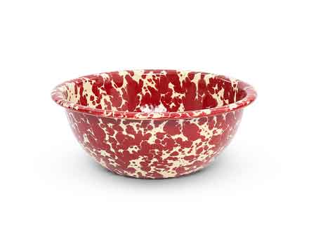 Vintage Enamelware Cereal & Salad Bowl Set - Burgundy on Cream for Breakfast, Picnics & Camping