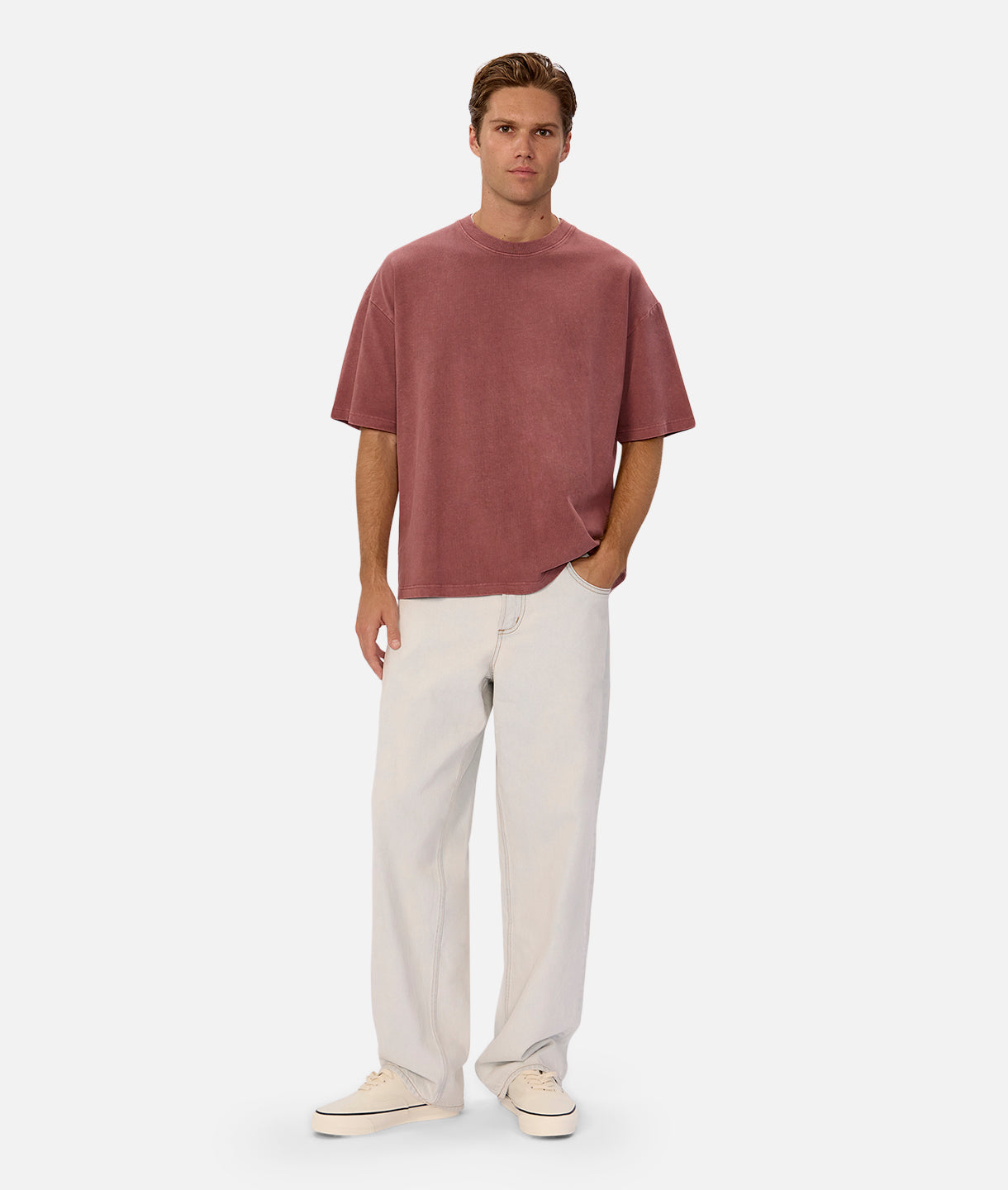 The Del Mar Tee - Soft Cotton Short Sleeve T-Shirt in Oxblood Red for Men | Casual Wear, Street Style & Everyday Comfort