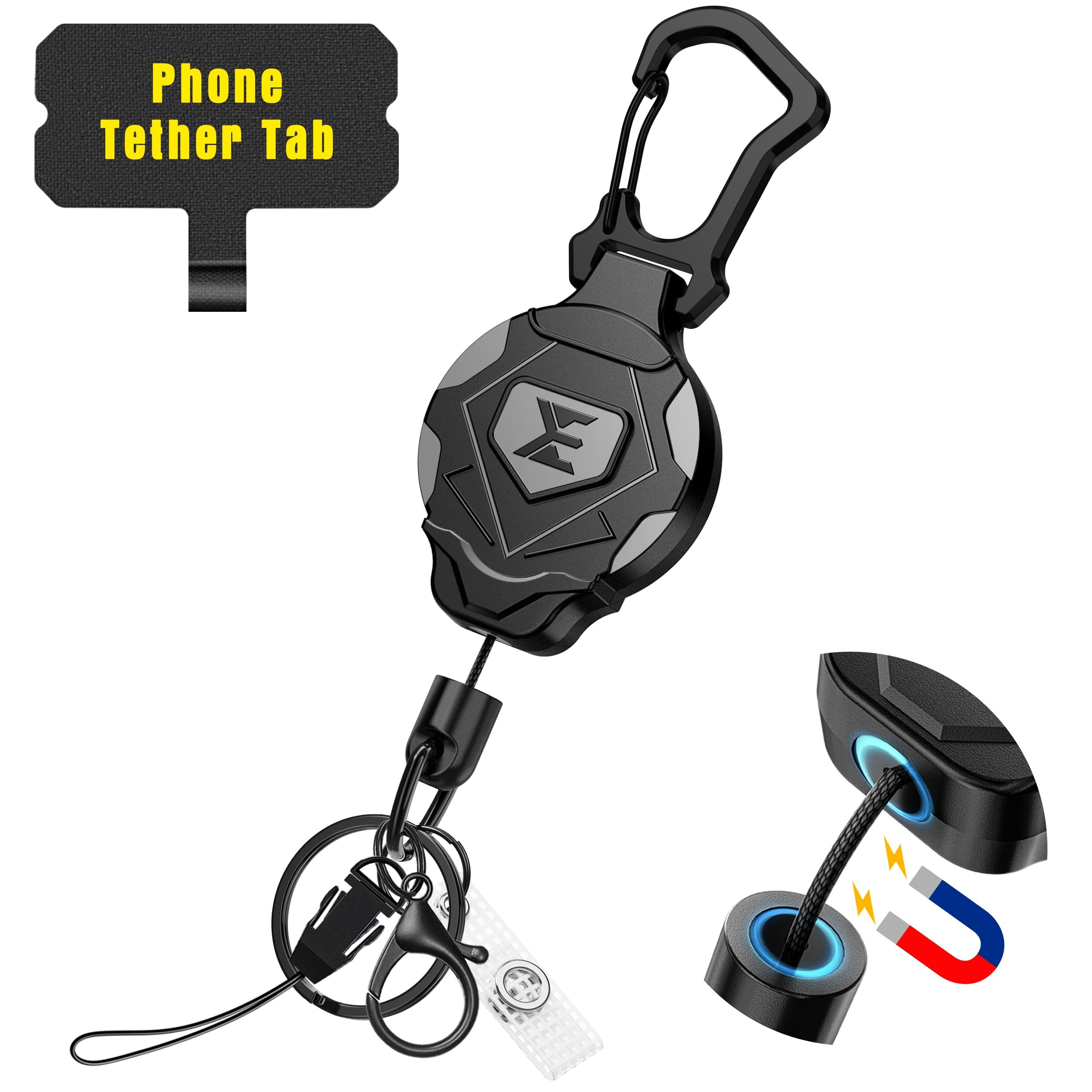 Heavy Duty Retractable Keychain with Magnetic Closure & Carabiner - 31