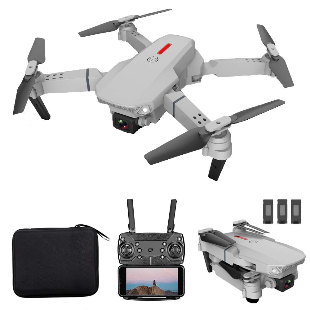 GoolRC LS-E525 4K HD WiFi FPV Drone with Dual Cameras - Foldable RC Quadcopter with Headless Mode, Altitude Hold & 3 Batteries for Adults - Perfect for Aerial Photography, Travel Adventures and Outdoor Exploration (Silver)